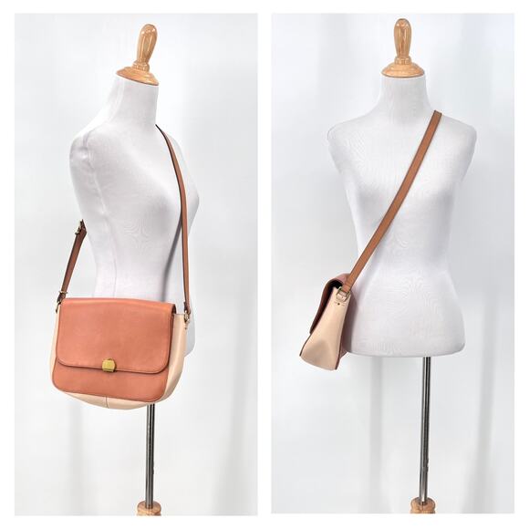 MADEWELL The Abroad Shoulder Bag Colorblock Edition Tan Leather Medium Large - Picture 4 of 16